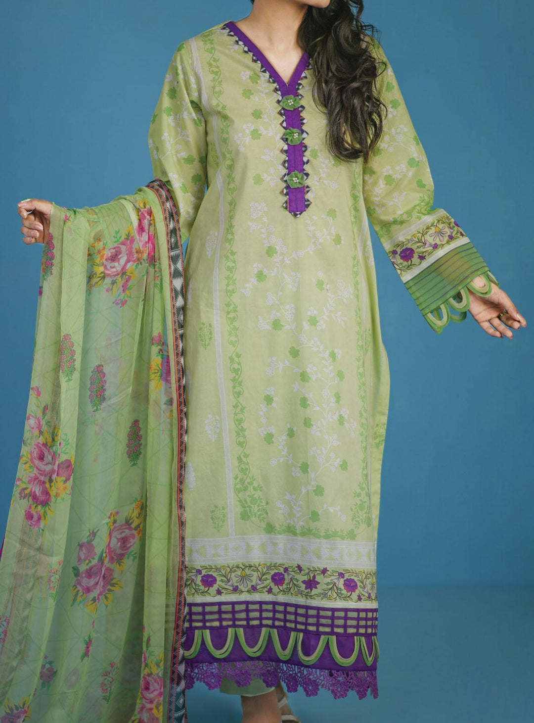 Mizaj Printed Lawn Suits Unstitched 3 Piece MZ22S S3L-2203110 - Summer Collection