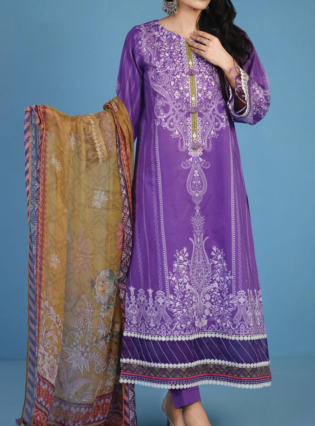 Mizaj Printed Lawn Suits Unstitched 3 Piece MZ22S S3L-2203113 - Summer Collection