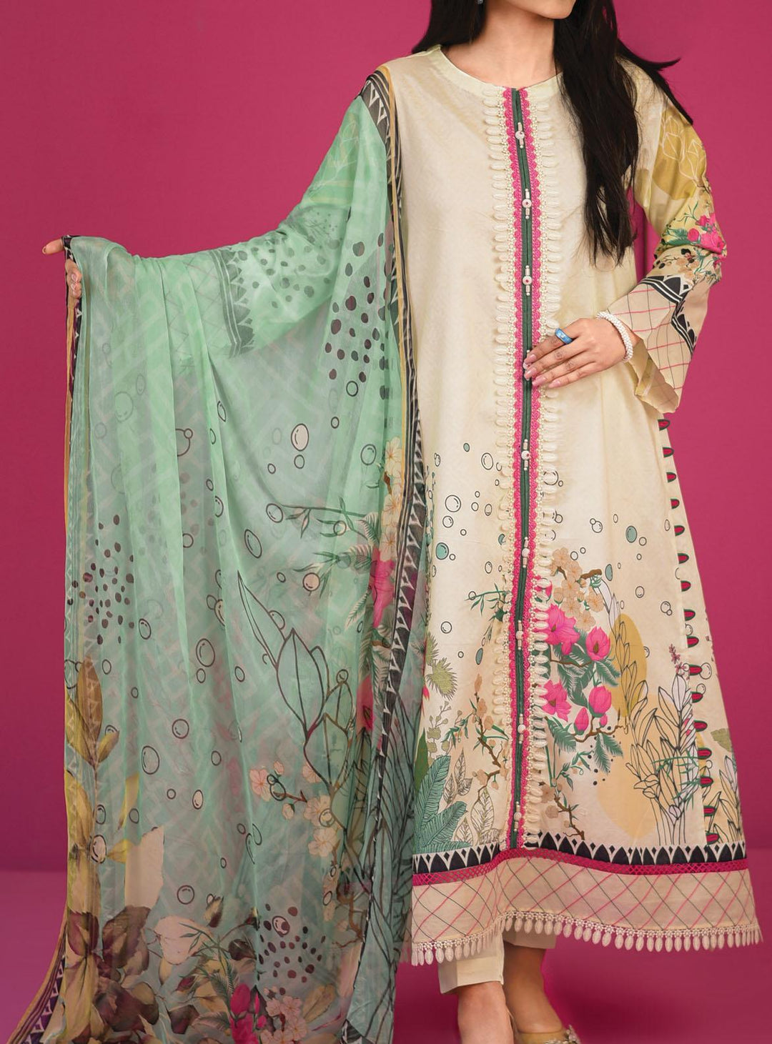Mizaj Printed Lawn Suits Unstitched 3 Piece MZ22S S3L-2203114 - Summer Collection