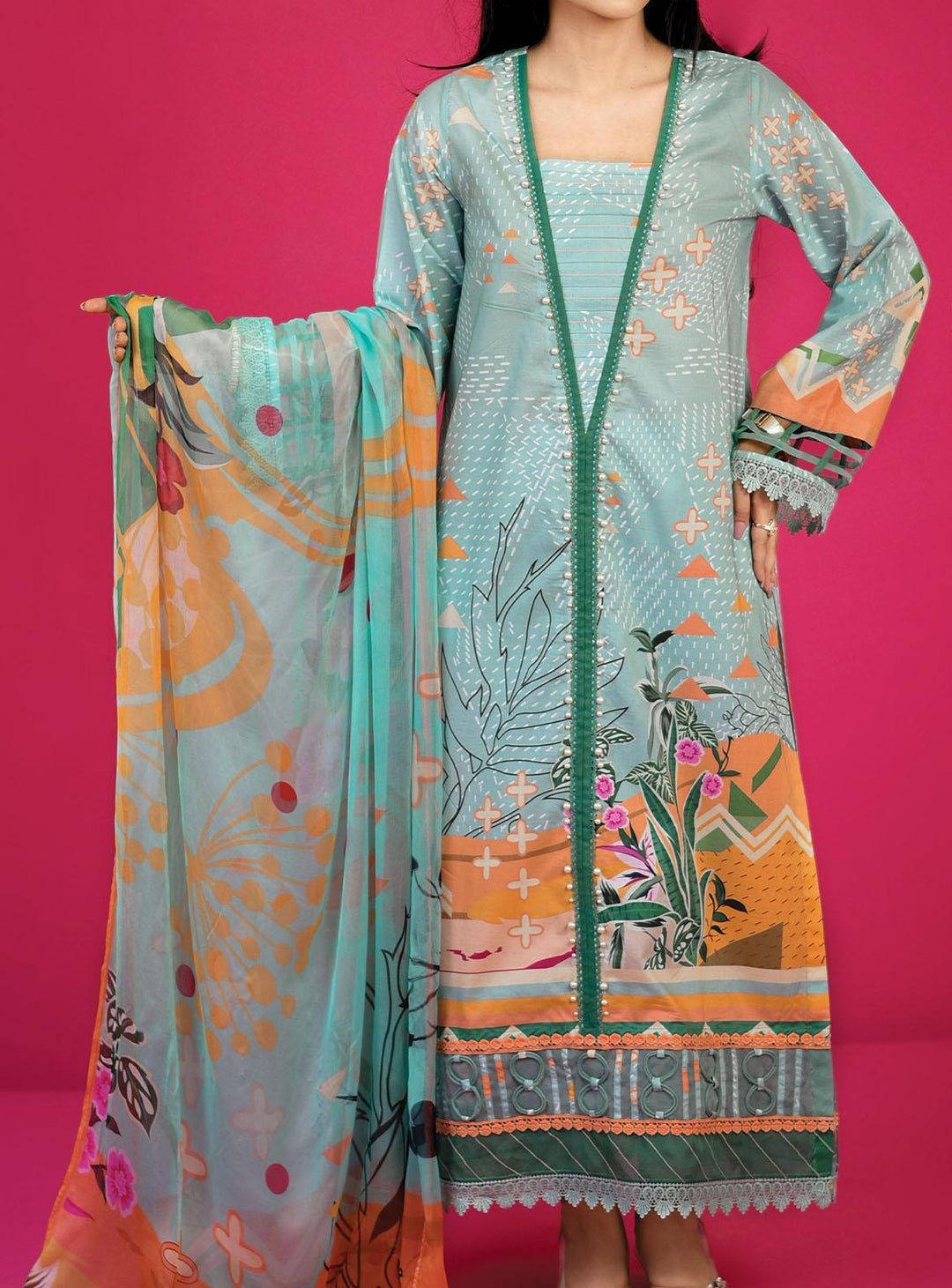 Mizaj Printed Lawn Suits Unstitched 3 Piece MZ22S S3L-2203116 - Summer Collection