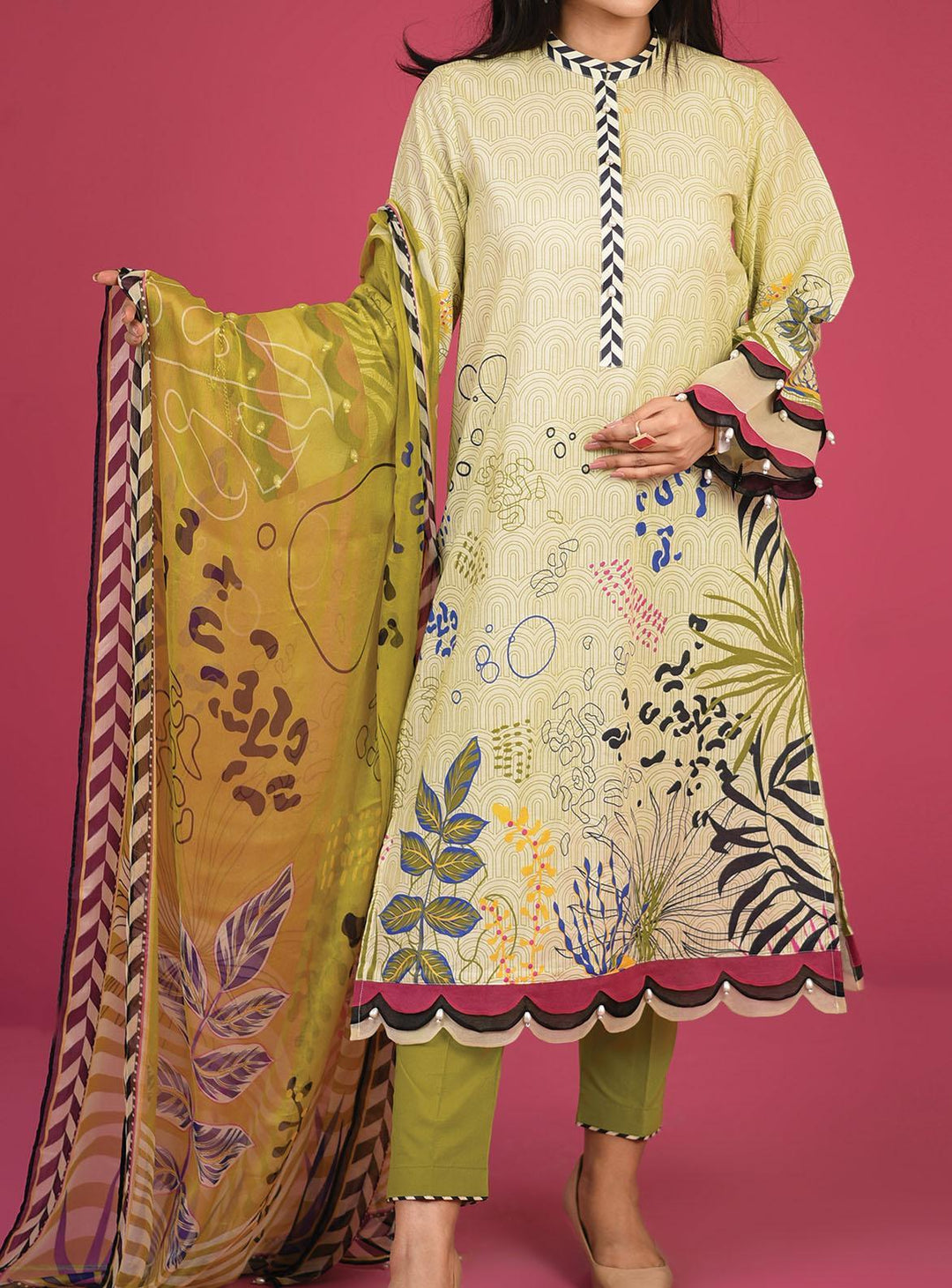 Mizaj Printed Lawn Suits Unstitched 3 Piece MZ22S S3L-2203117 - Summer Collection