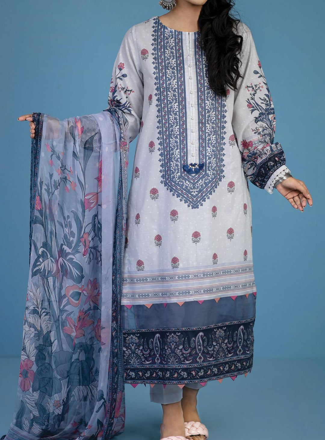 Mizaj Printed Lawn Suits Unstitched 3 Piece MZ22S S3L-2203118 - Summer Collection