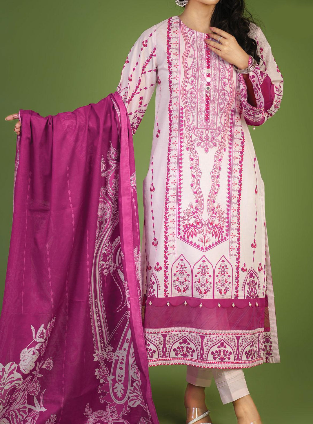 Mizaj Printed Lawn Suits Unstitched 3 Piece MZ22S S3L-220385 - Summer Collection