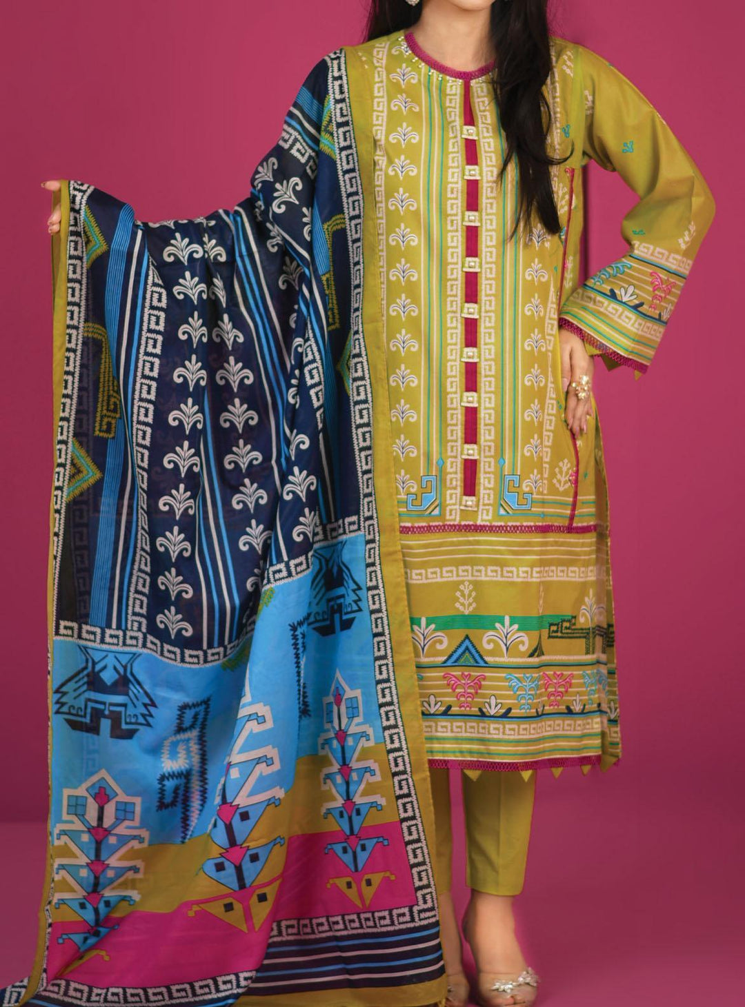 Mizaj Printed Lawn Suits Unstitched 3 Piece MZ22S S3L-220390 - Summer Collection