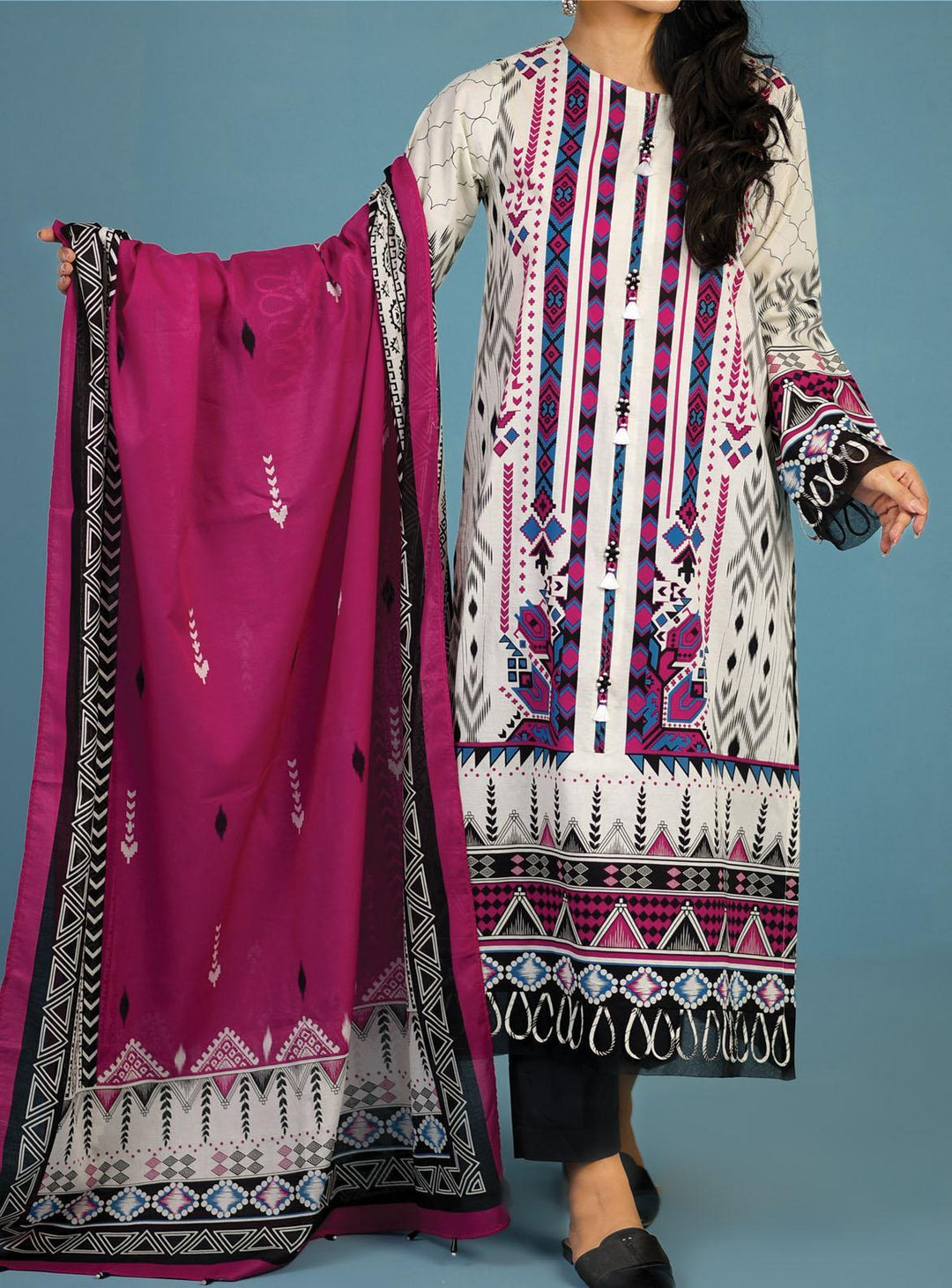 Mizaj Printed Lawn Suits Unstitched 3 Piece MZ22S S3L-220395 - Summer Collection