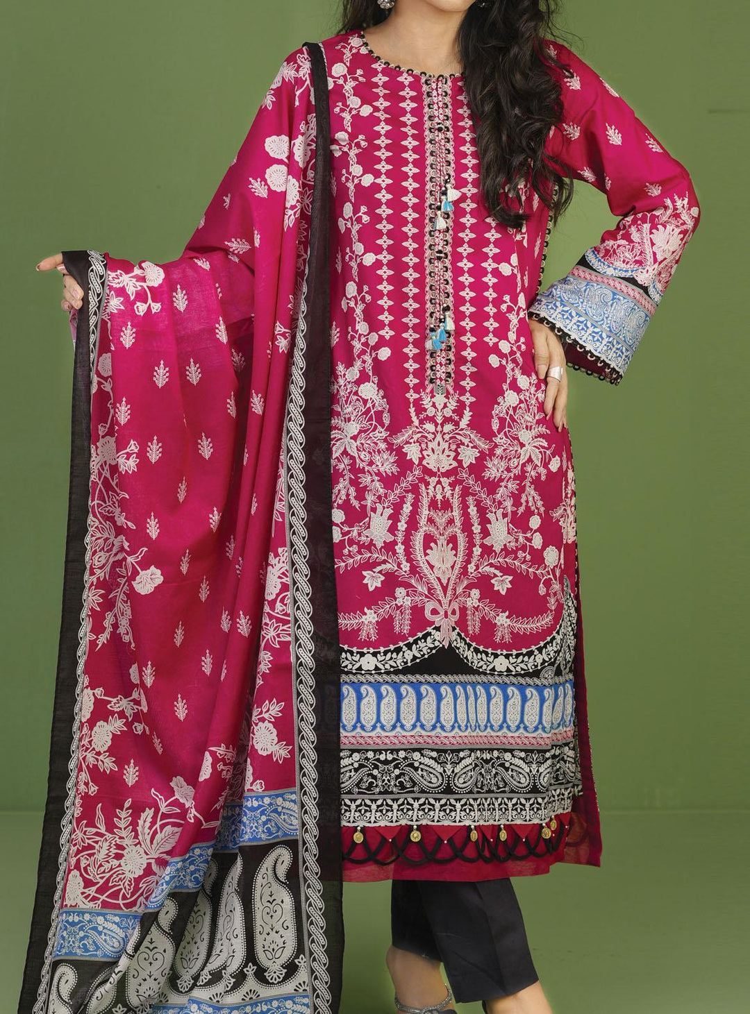 Mizaj Printed Lawn Suits Unstitched 3 Piece MZ22S S3L-220396 - Summer Collection