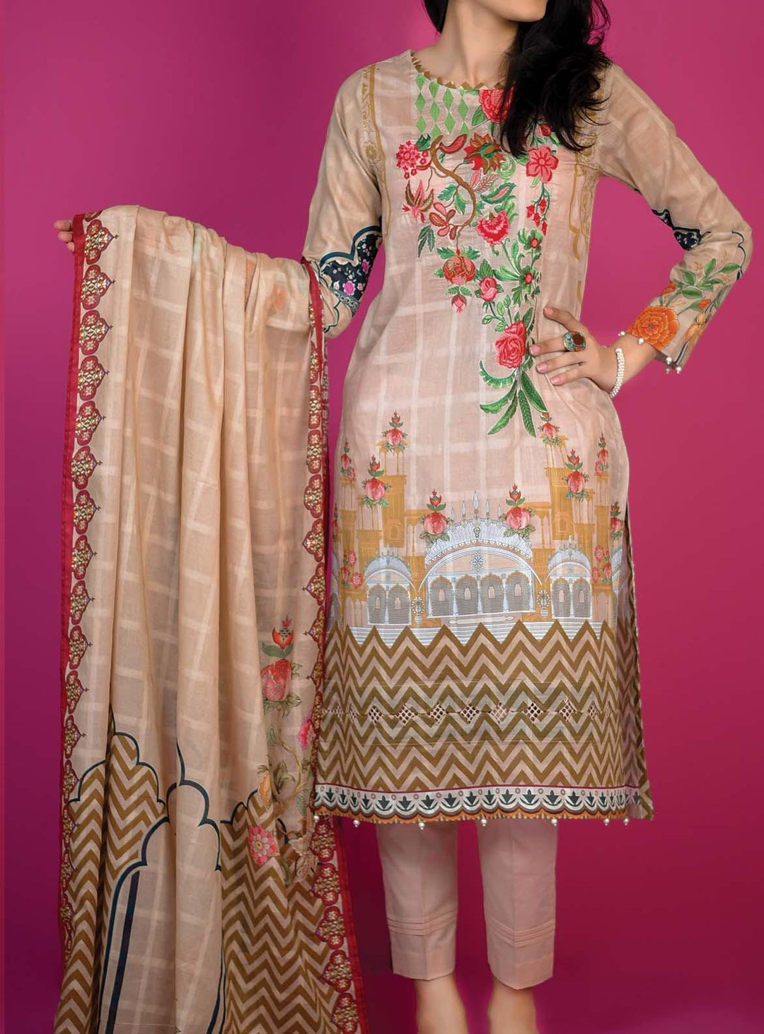 Mizaj Embroidered Lawn Suits Unstitched 3 Piece MZ22S S3RL-220171 - Summer Collection