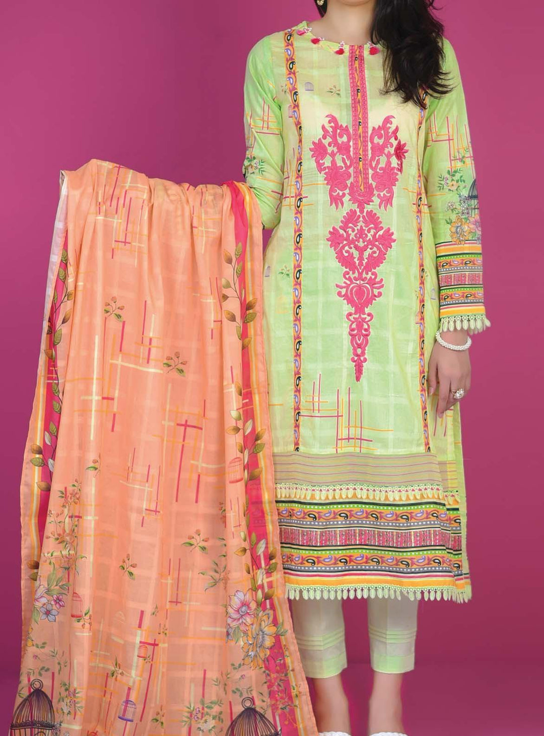 Mizaj Embroidered Lawn Suits Unstitched 3 Piece MZ22S S3RL-220172 - Summer Collection