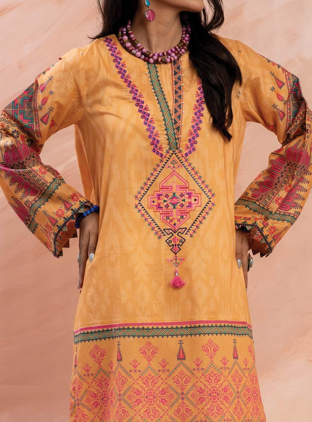Mizaj Embroidered Lawn Unstitched Kurti MZ22S W1LE-2103152 - Summer Collection