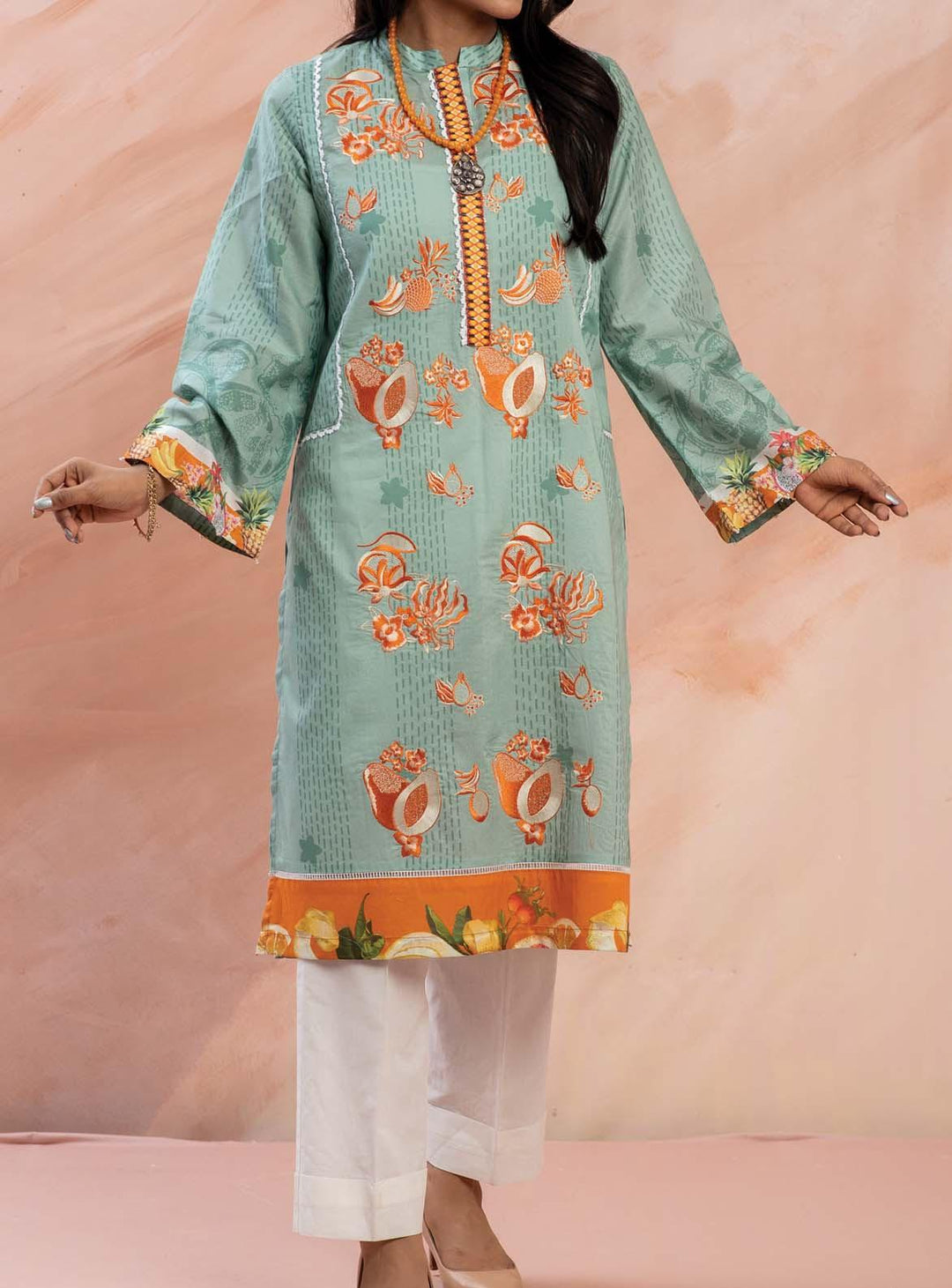 Mizaj Embroidered Lawn Unstitched Kurti MZ22S W1LE-2103198 - Summer Collection