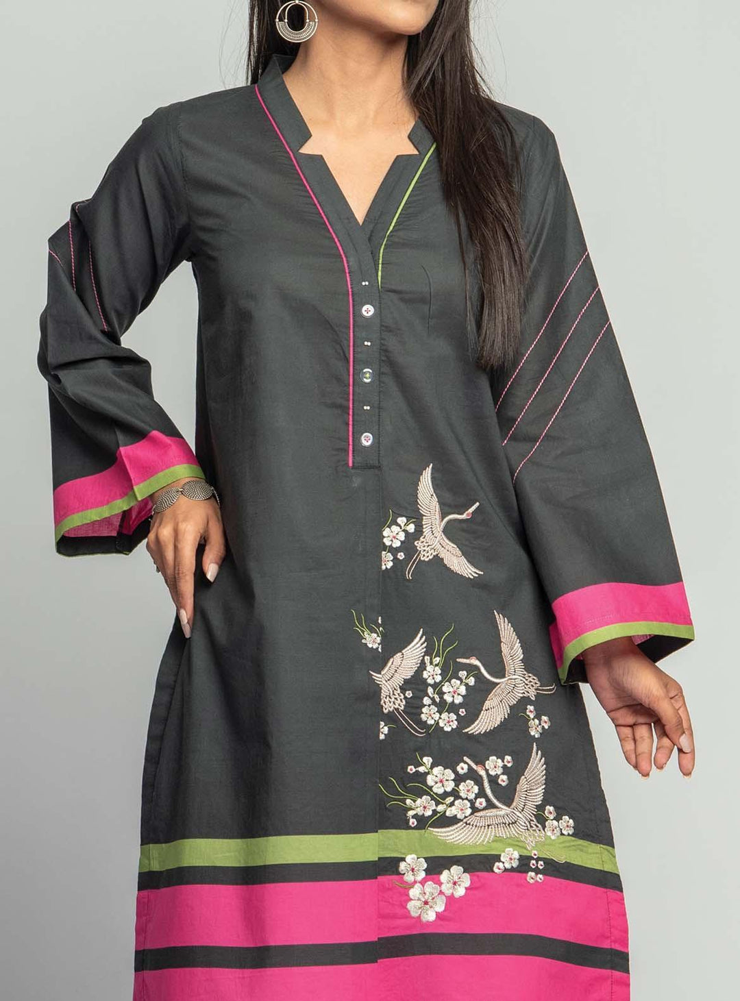 Mizaj Embroidered Lawn Unstitched Kurti MZ22S W1LE-2103207 - Summer Collection