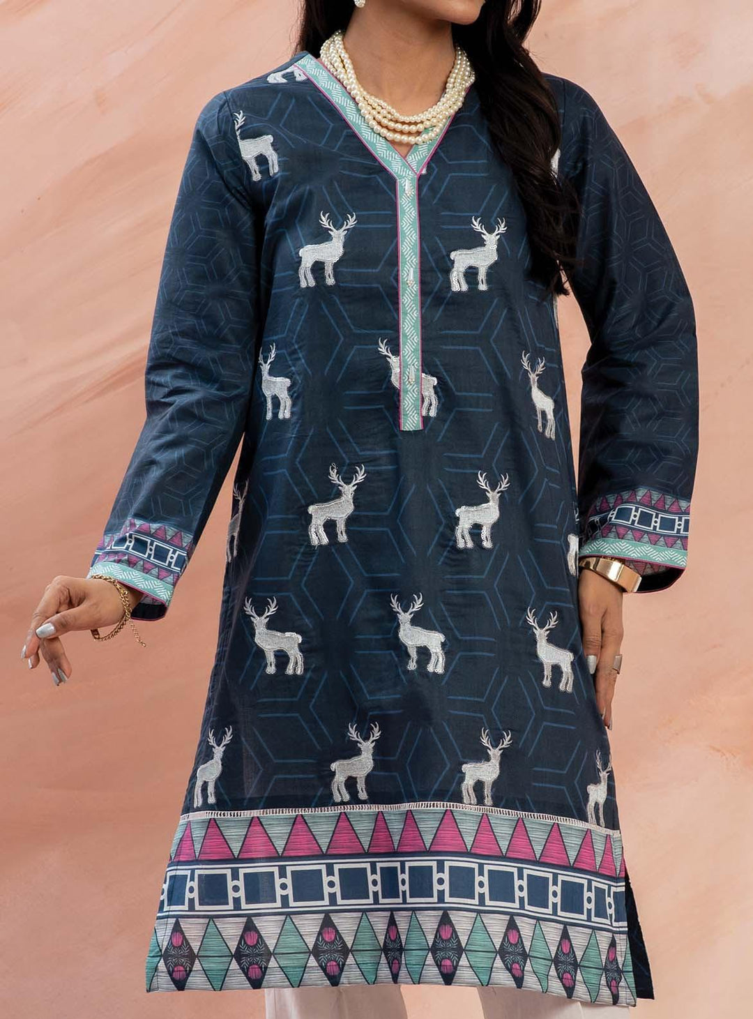 Mizaj Embroidered Lawn Unstitched Kurti MZ22S W1LE-2103216 - Summer Collection