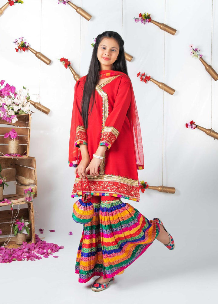 Modest  Fancy Girls 3 Piece Suit -  MD21F 4615 Red