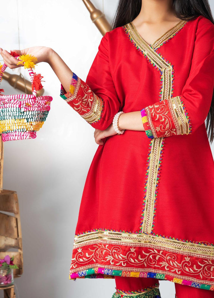 Modest  Fancy Girls 3 Piece Suit -  MD21F 4615 Red