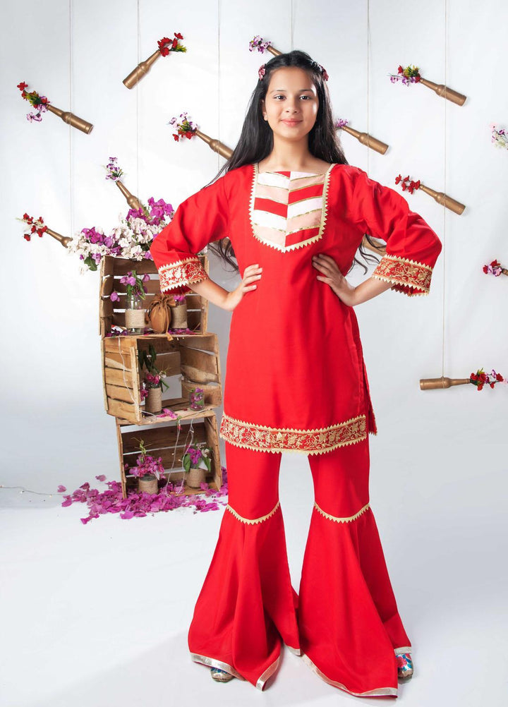 Modest  Fancy Girls 3 Piece Suit -  MD21F 4545 Red