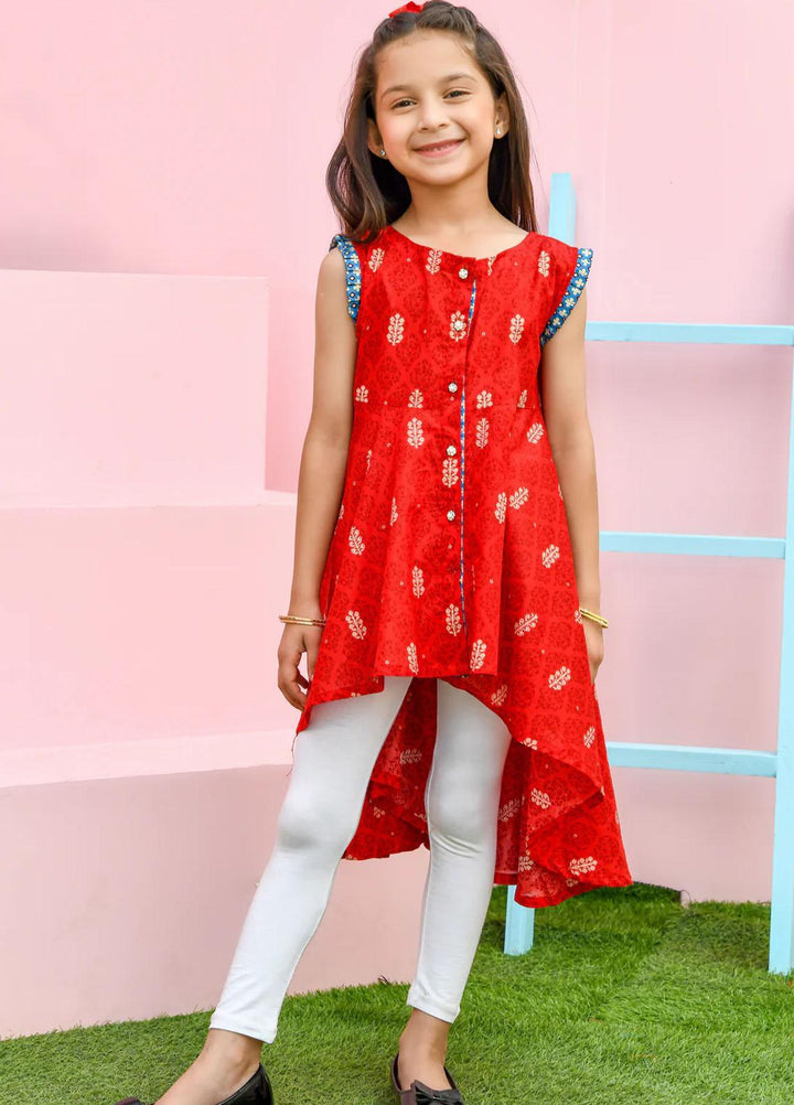 Modest Lawn Pret Shirt for Girls -  Arya 6495-Red
