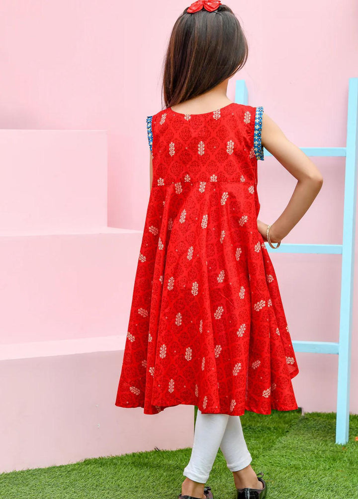 Modest Lawn Pret Shirt for Girls -  Arya 6495-Red