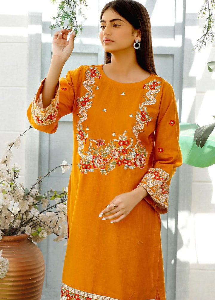 Modest Khaddar Pret 2 Piece Suit for Girls -  W201-Mustard Citrus