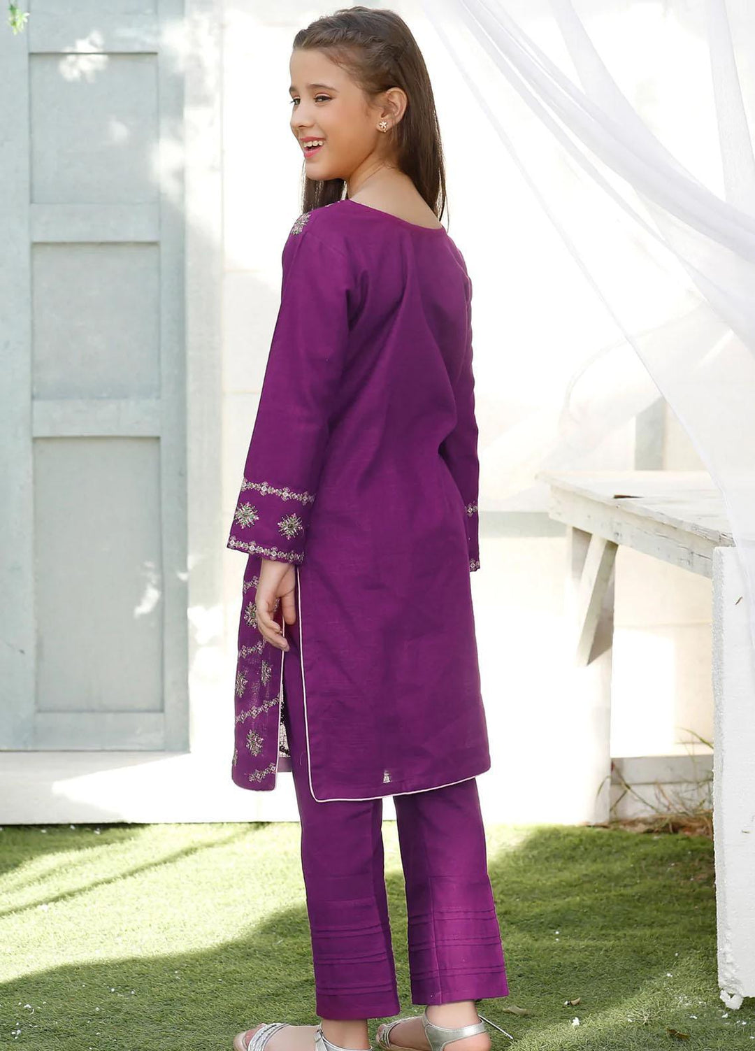 Modest Khaddar Pret 2 Piece Suit for Girls -  Plum 6365-Purple