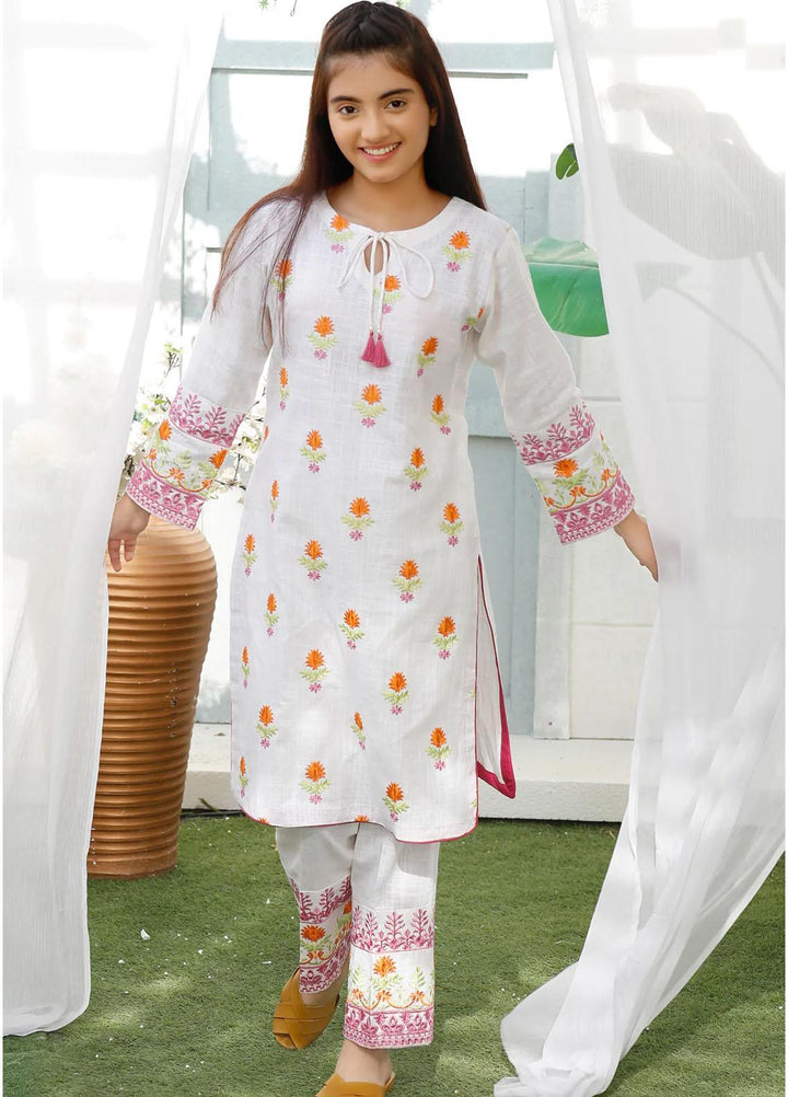 Modest Khaddar Pret 2 Piece Suit for Girls -  Candypop 6275-White