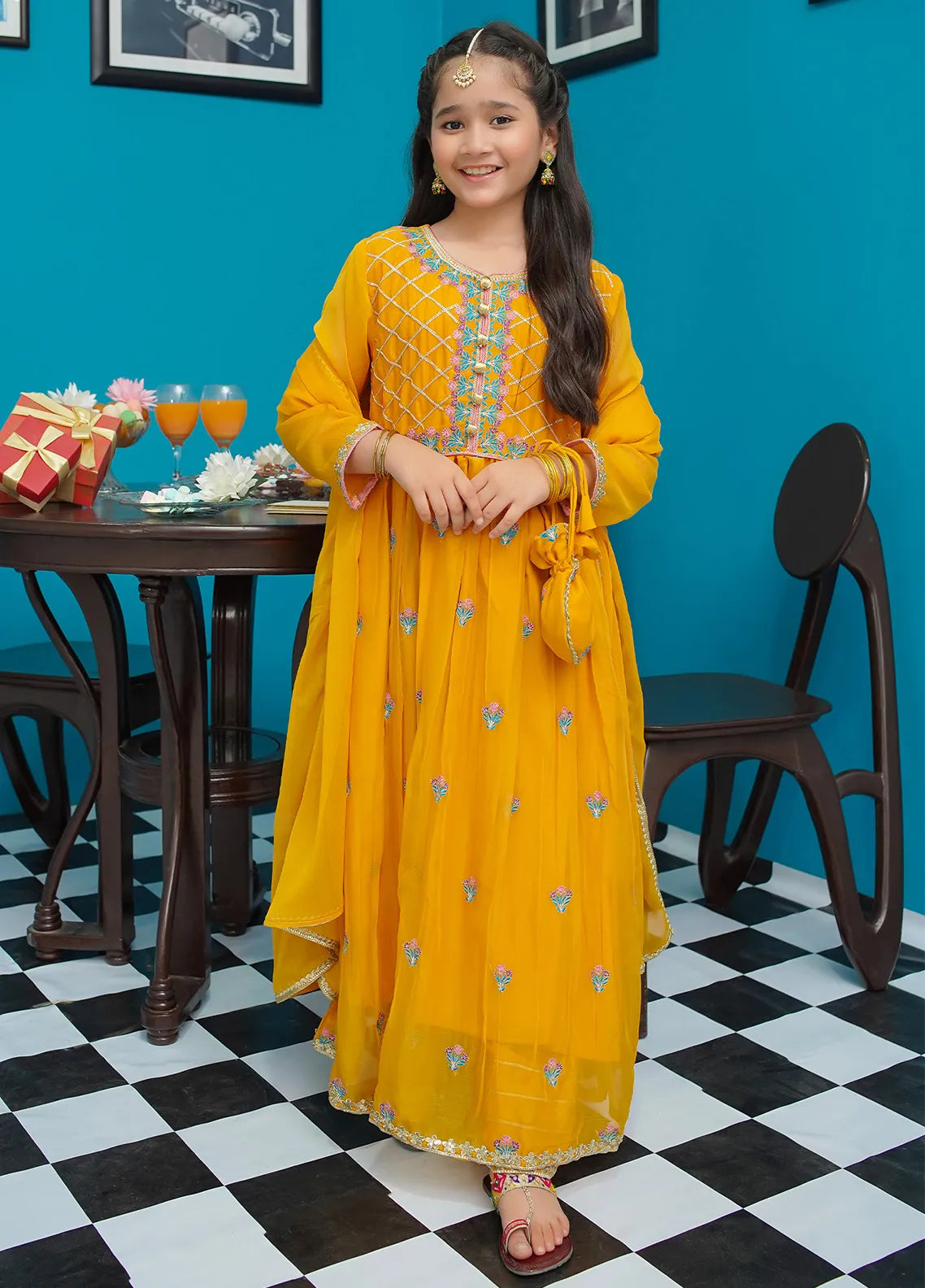 Manahils Pret Embroidered Chiffon 3 Piece Suit Kurti-099-Purple main image 0