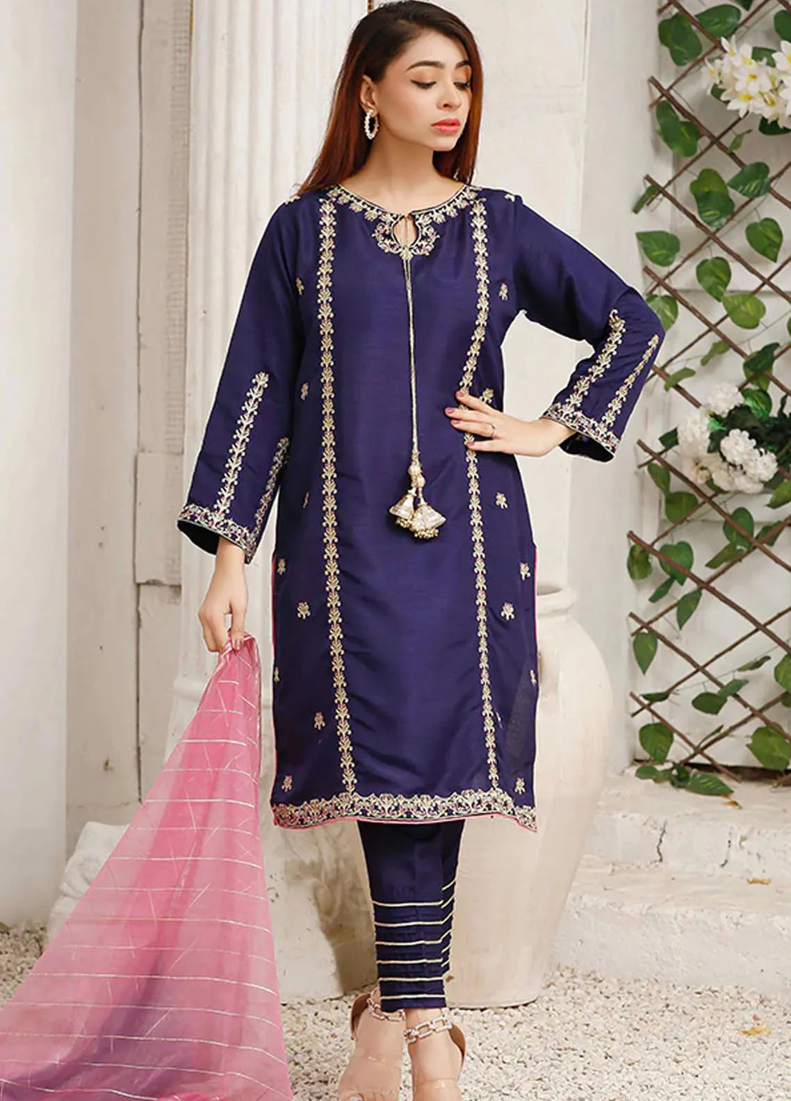 Textile Lime Pret Embroidered Raw Silk 3 Piece Suit Zagrer main image 0