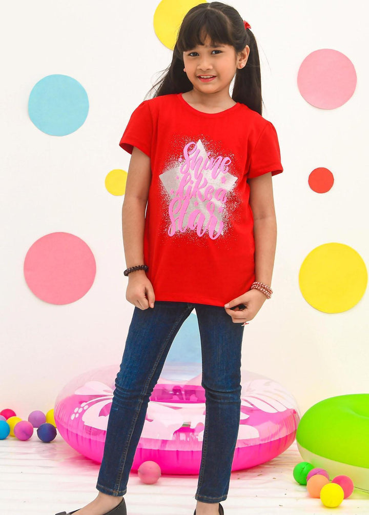 Modest Pret Western Wear Cotton T-Shirts MD23ST GS2301-Red