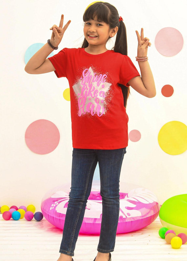 Modest Pret Western Wear Cotton T-Shirts MD23ST GS2301-Red