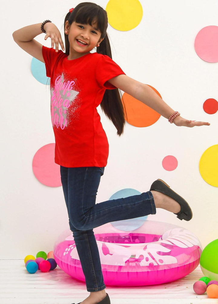 Modest Pret Western Wear Cotton T-Shirts MD23ST GS2301-Red