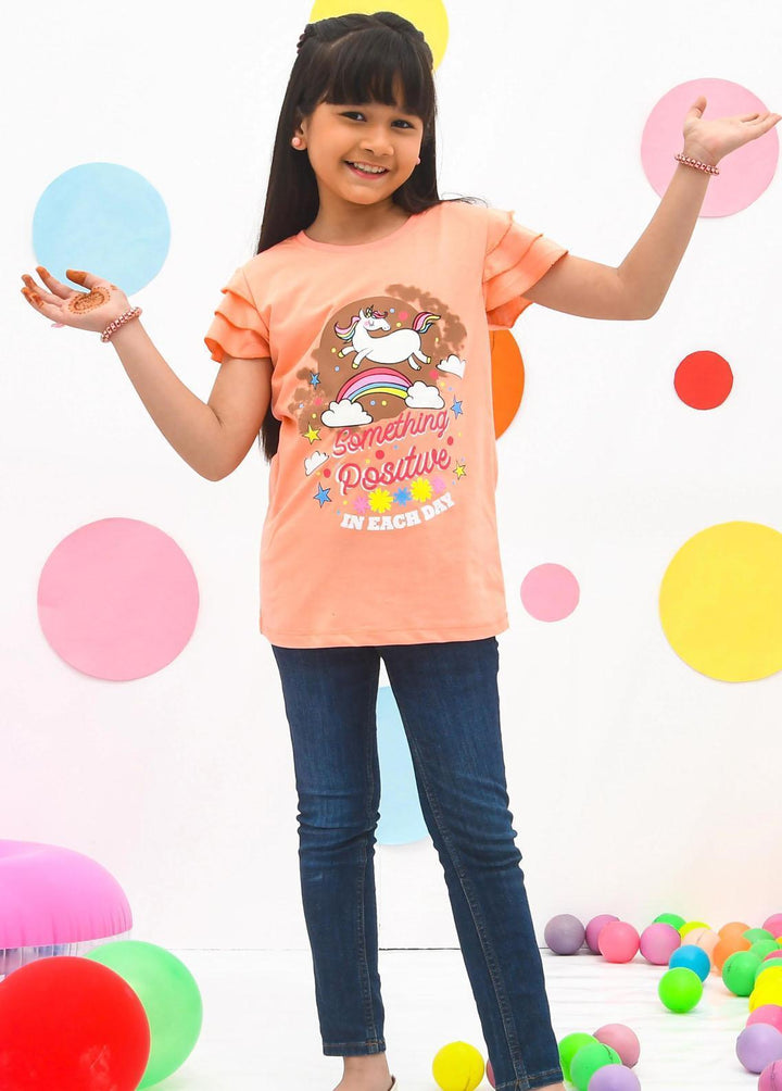 Modest Pret Western Wear Cotton T-Shirts MD23ST GS2307-Peach