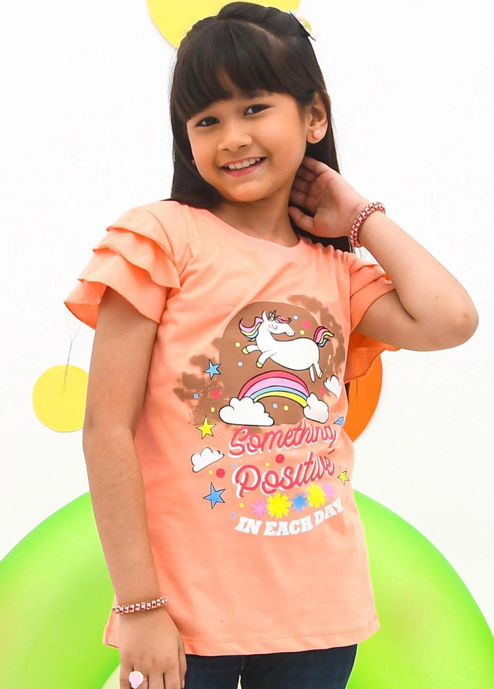 Modest Pret Western Wear Cotton T-Shirts MD23ST GS2307-Peach