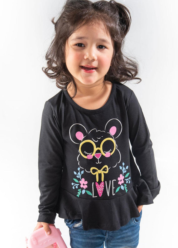 Modest Jersey Casual Girls T-Shirts -  GSC04 Black
