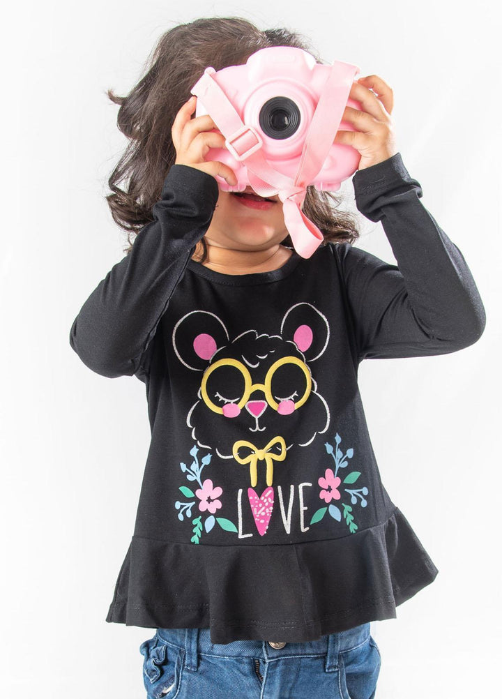 Modest Jersey Casual Girls T-Shirts -  GSC04 Black
