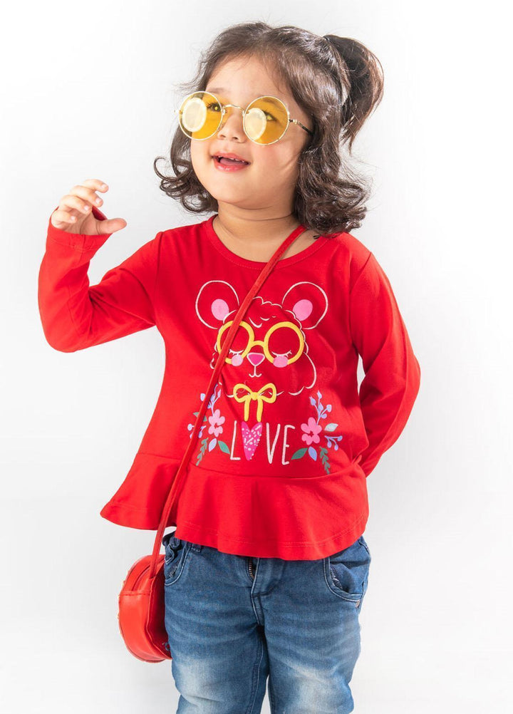 Modest Jersey Casual T-Shirts for Girls -  GSC04 Red