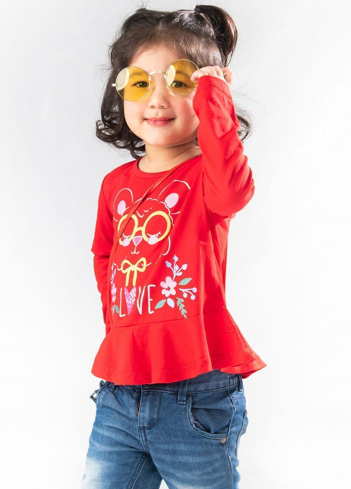 Modest Jersey Casual T-Shirts for Girls -  GSC04 Red