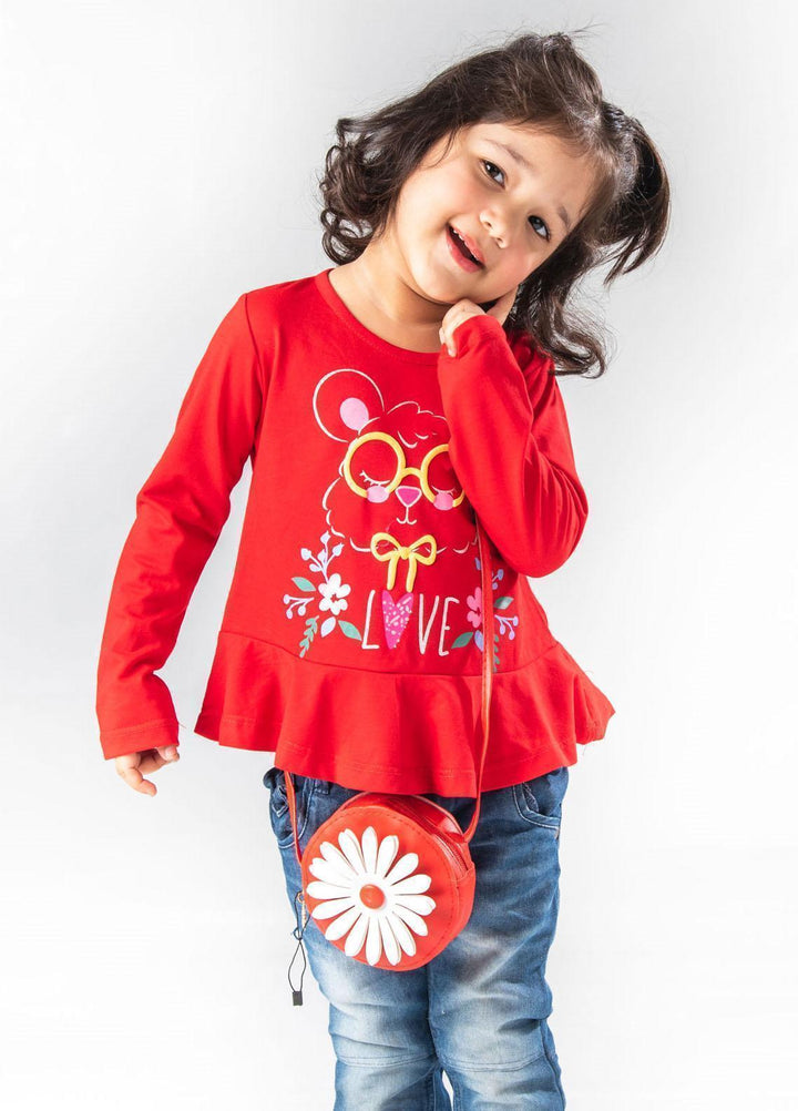 Modest Jersey Casual T-Shirts for Girls -  GSC04 Red