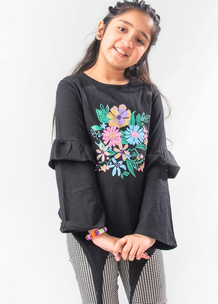 Modest Jersey Casual Girls T-Shirts -  GSC05 Black