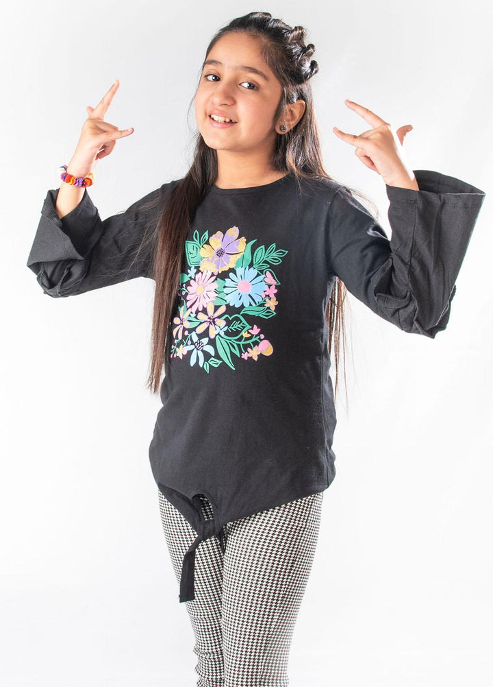 Modest Jersey Casual Girls T-Shirts -  GSC05 Black