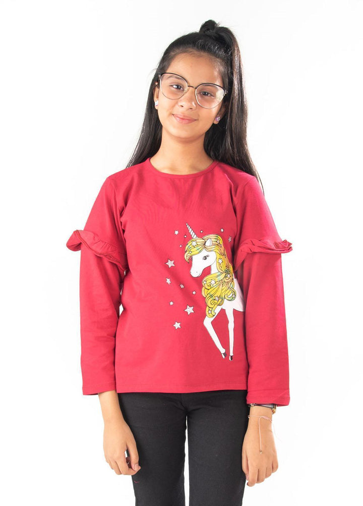 Modest Lycra Casual Girls T-Shirts -  GSC07 Red