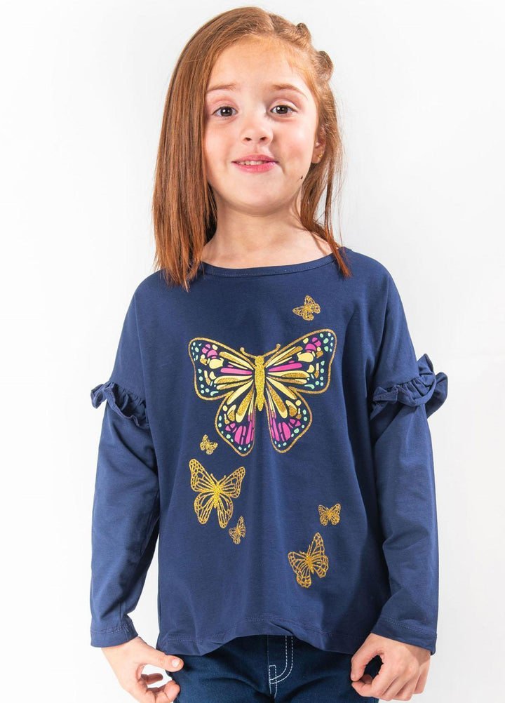 Modest Lycra Casual Girls T-Shirts -  GSC08 Navy Blue
