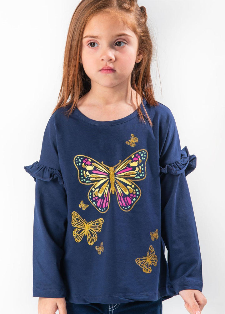 Modest Lycra Casual Girls T-Shirts -  GSC08 Navy Blue