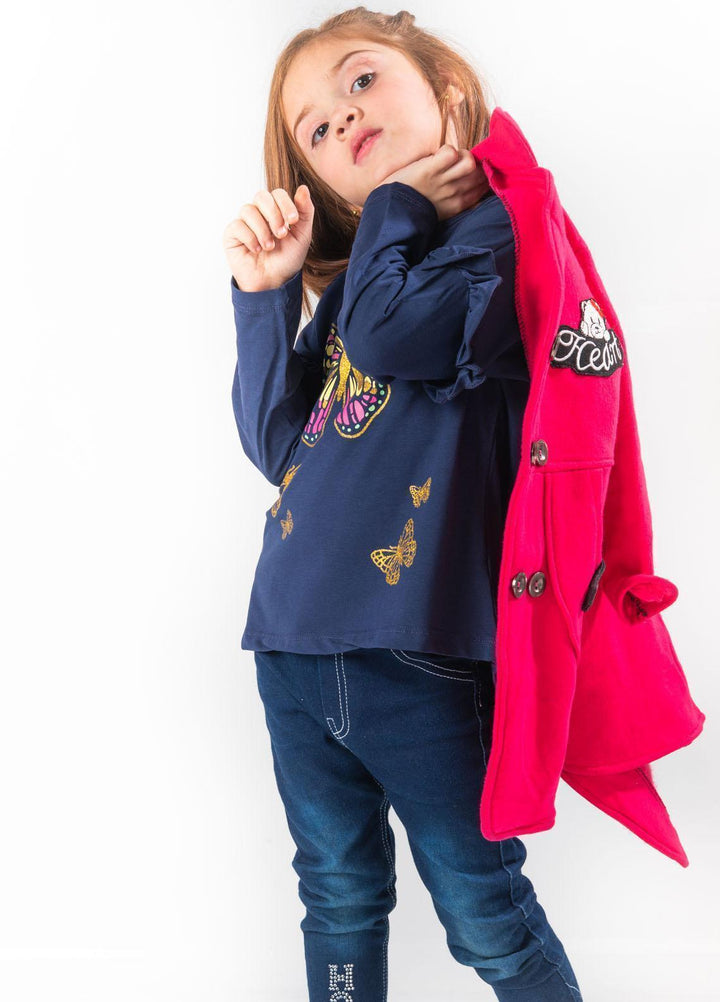 Modest Lycra Casual Girls T-Shirts -  GSC08 Navy Blue