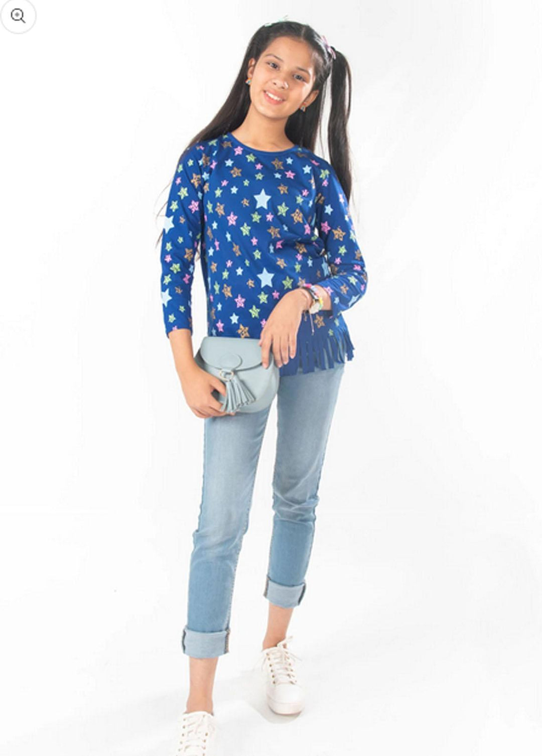Modest Jersey Fancy Pret T-Shirt for Girls - MD21G GSC03 Blue