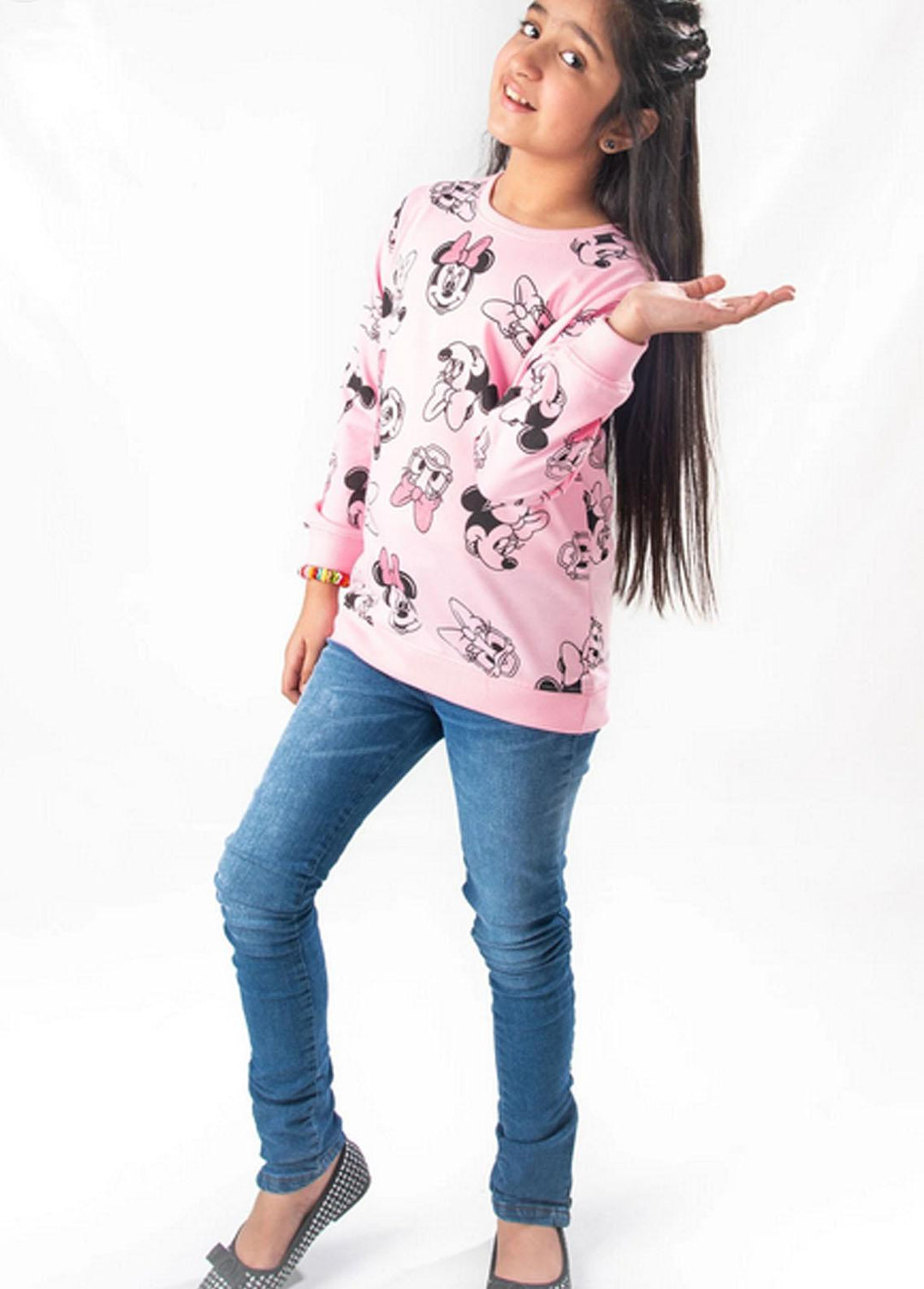 Modest Jersey Fancy Pret Girls T-Shirt - MD21G GSC10 B Pink