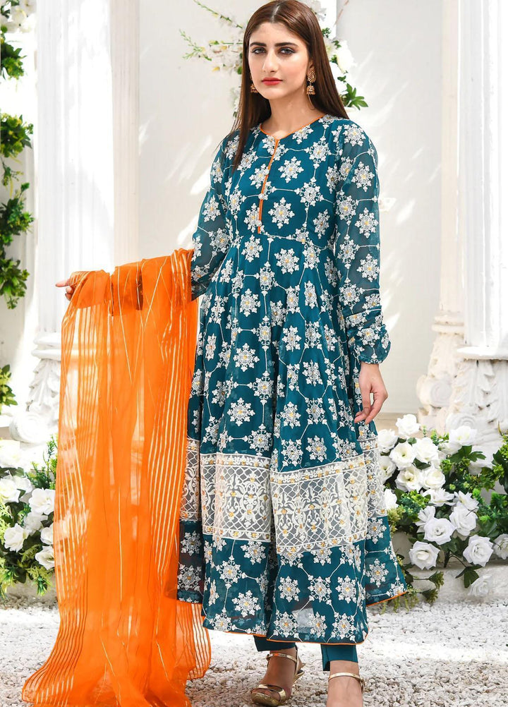Modest Pret  Chiffon 3 Piece Suit Dahim W209-Green
