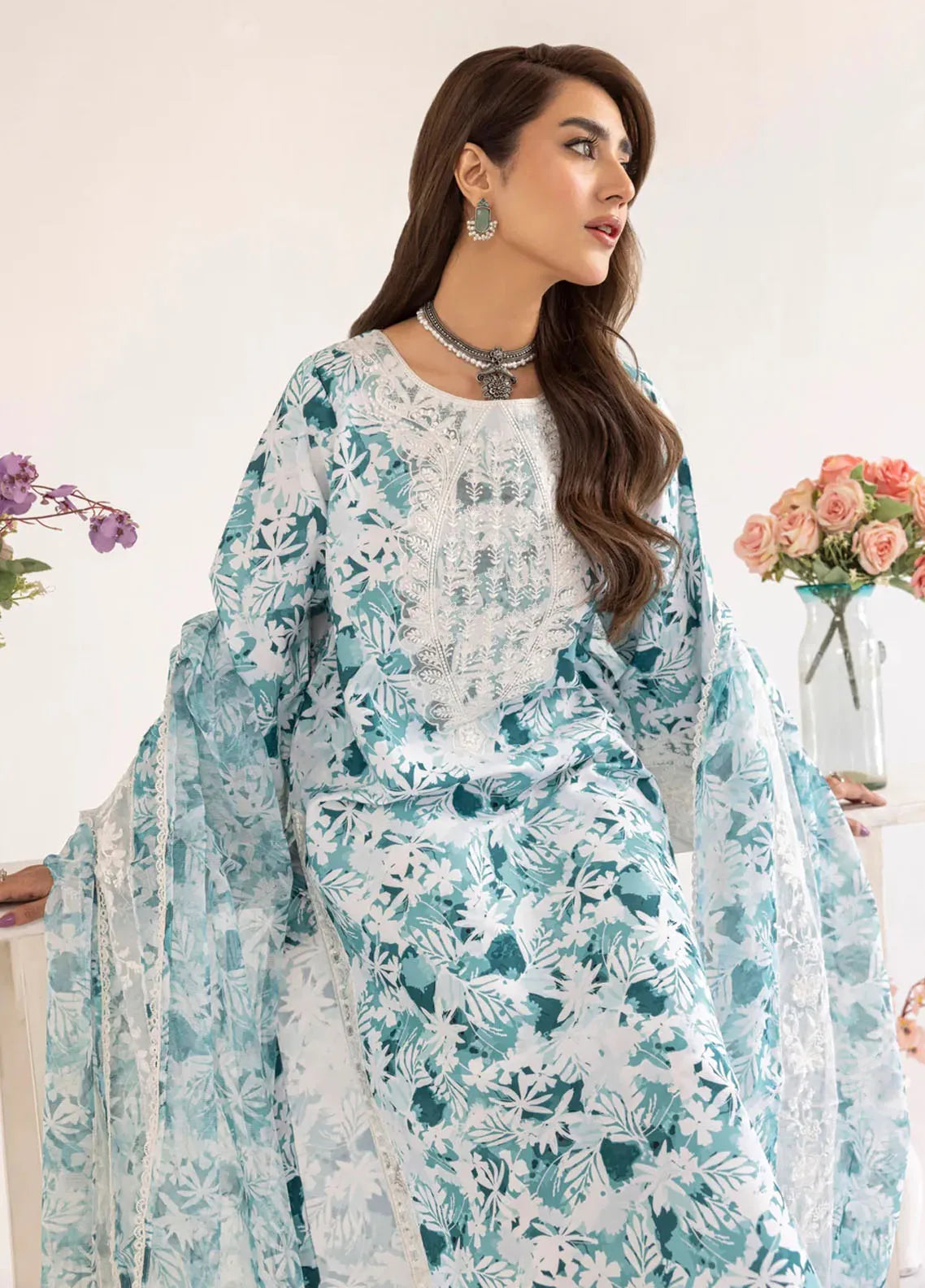 Mohagni Embroidered Lawn Suits Unstitched 3 Piece AM-01 - Summer Collection main image 1
