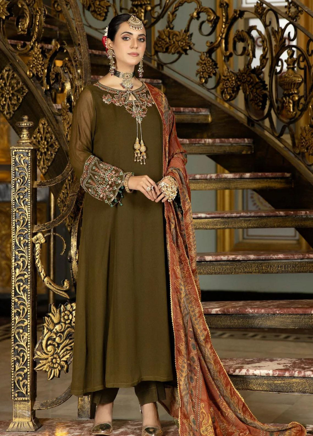 Mohagni Pret Embroidered Chiffon 3 Piece Suit MGP-02