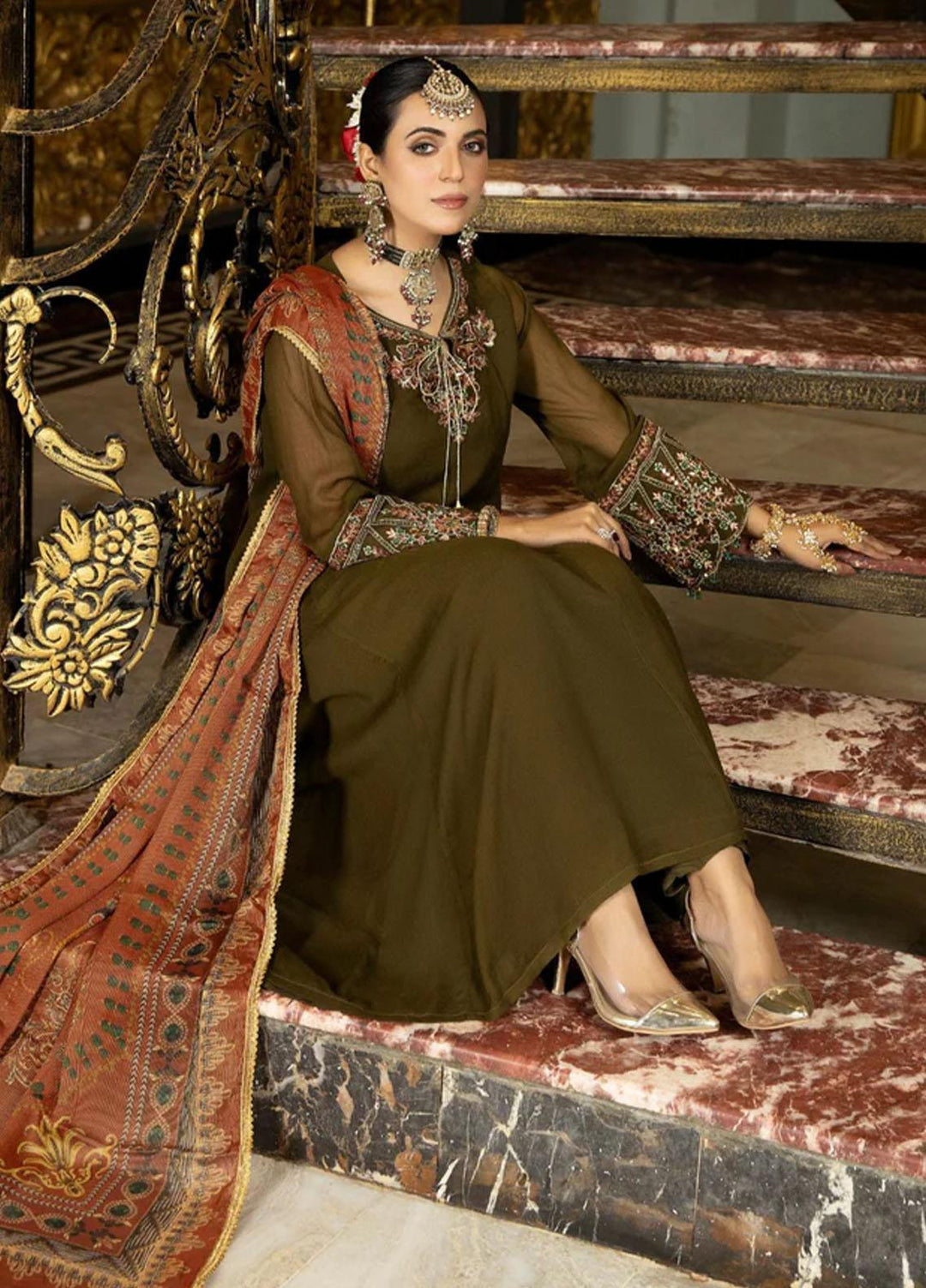 Mohagni Pret Embroidered Chiffon 3 Piece Suit MGP-02