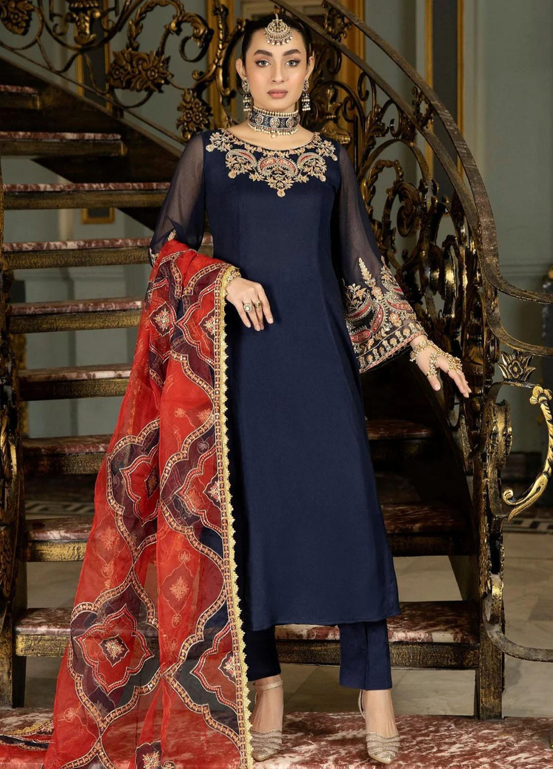 Mohagni Pret Embroidered Chiffon 3 Piece Suit MGP-07