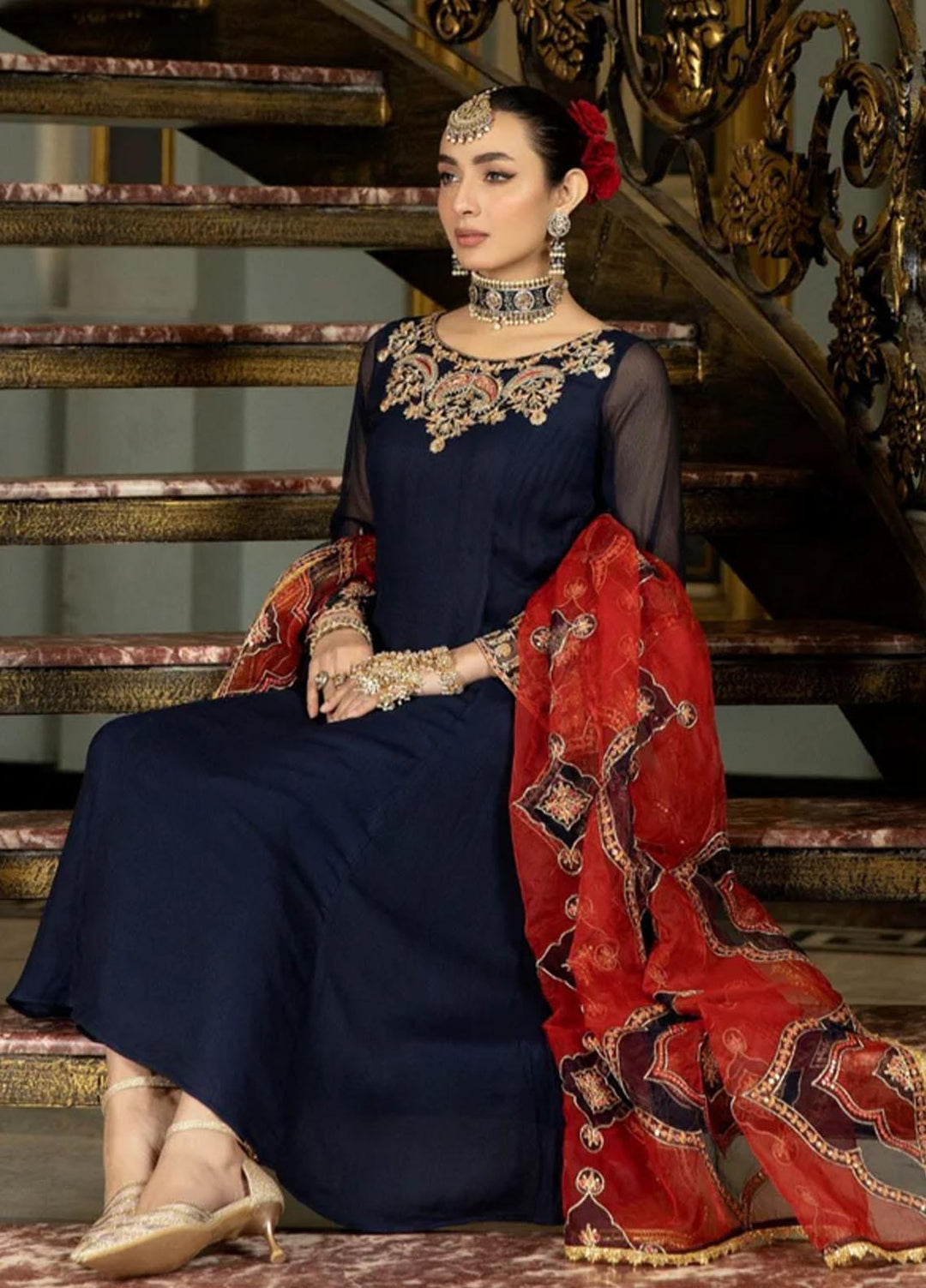 Mohagni Pret Embroidered Chiffon 3 Piece Suit MGP-07